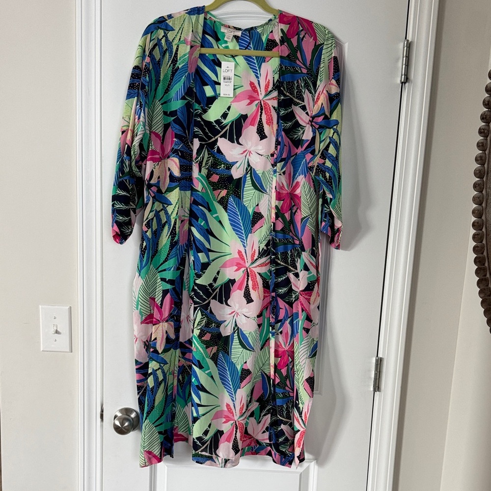 LOFT Floral Maxi Dress in Pink, Green, Blue